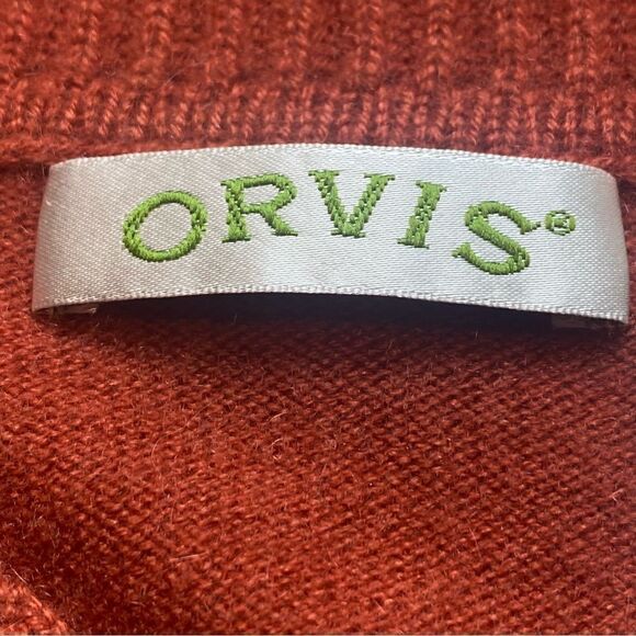 Orvis 100% Cashmere Burnt Orange 3/4 Sleeve Sweater Size Large - Picture 3 of 12